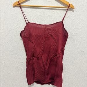 Vintage Han Feng Red Cami Pleated Glam NYC Y2K Going Out Euro